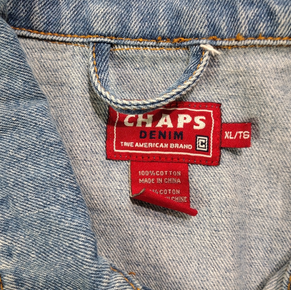 Chaps XL Denim Blue Vintage Trucker Classic Outdoor Rock Festival Jacket
